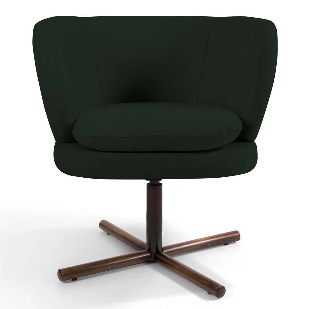 Kit 02 Poltronas Decorativas Melissa Base Xis Giratória B-303 Veludo Verde Musgo - Domi