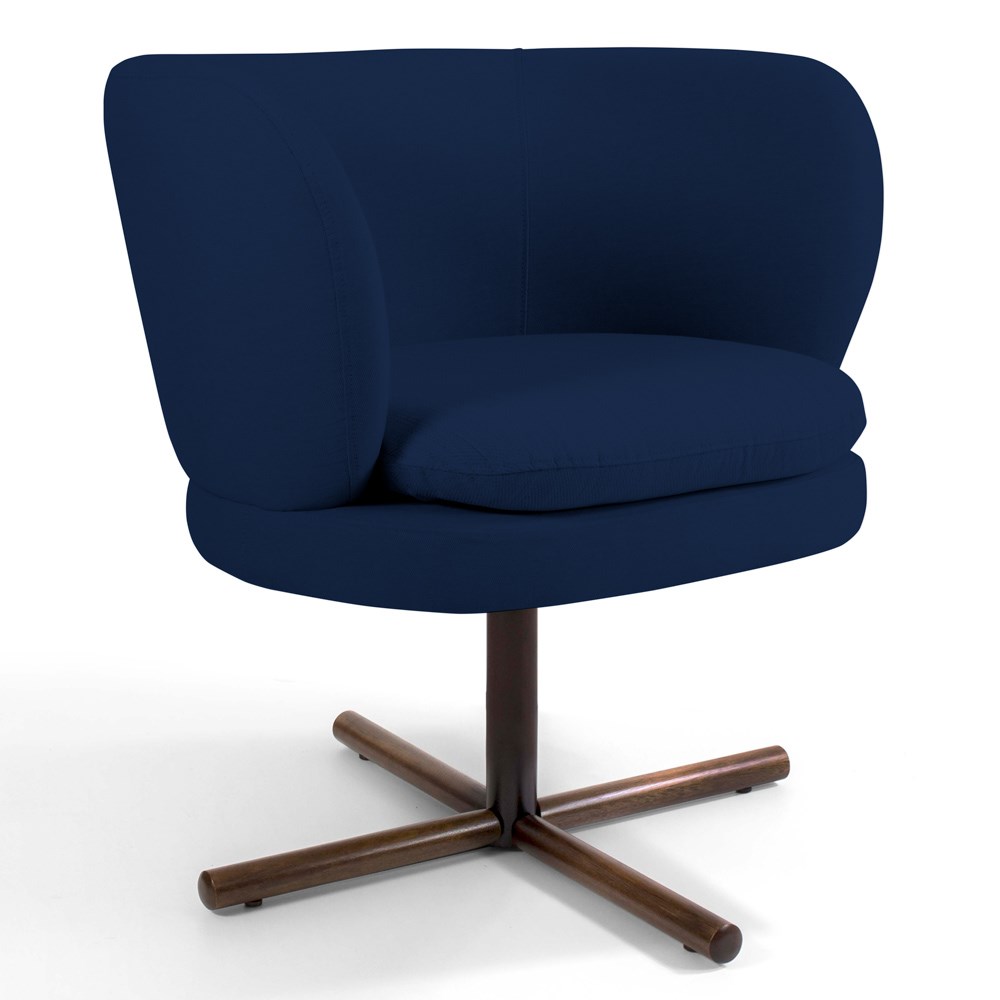 Kit 02 Poltronas Decorativas Melissa Base Xis Giratória B-304 Veludo Azul Marinho - Domi