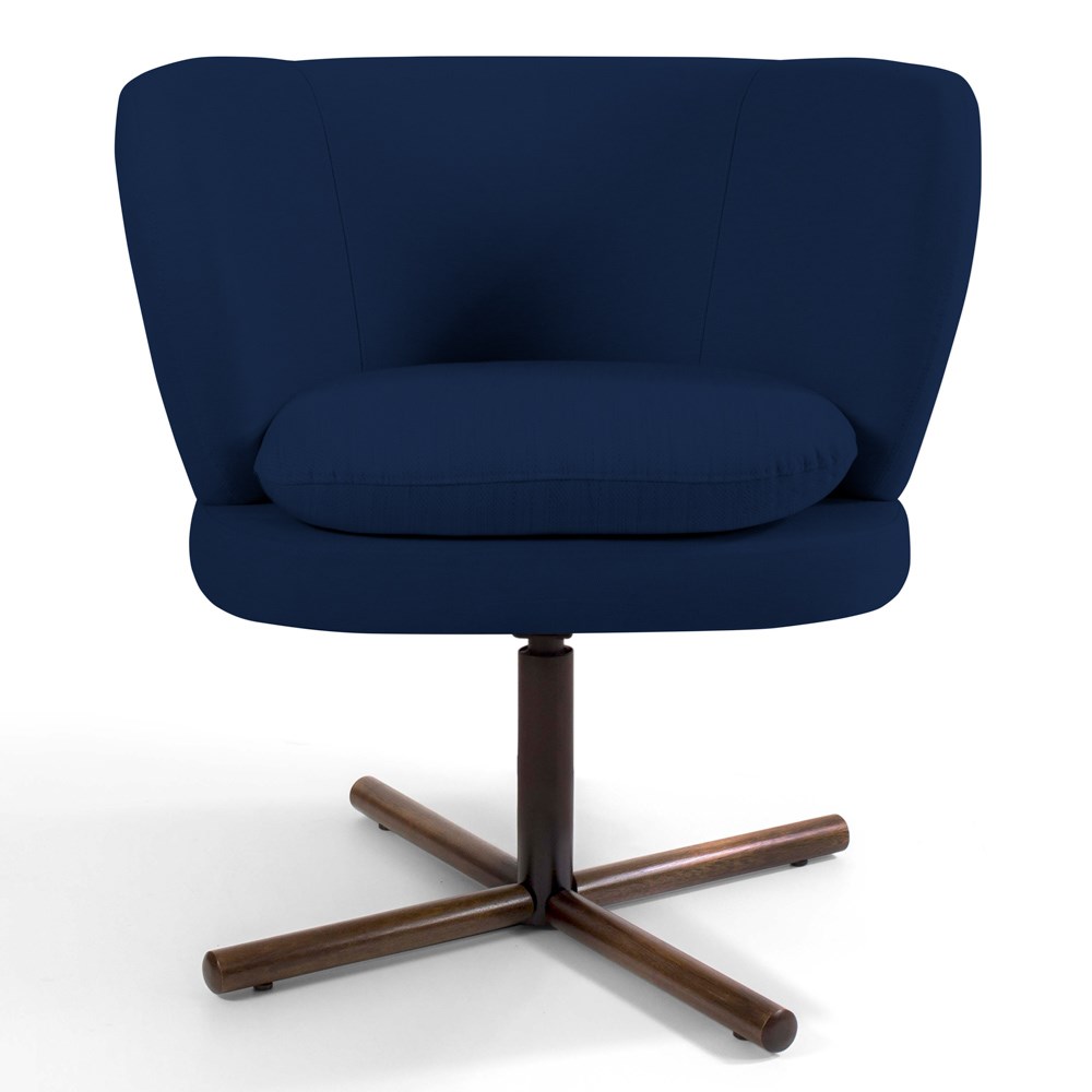 Kit 02 Poltronas Decorativas Melissa Base Xis Giratória B-304 Veludo Azul Marinho - Domi