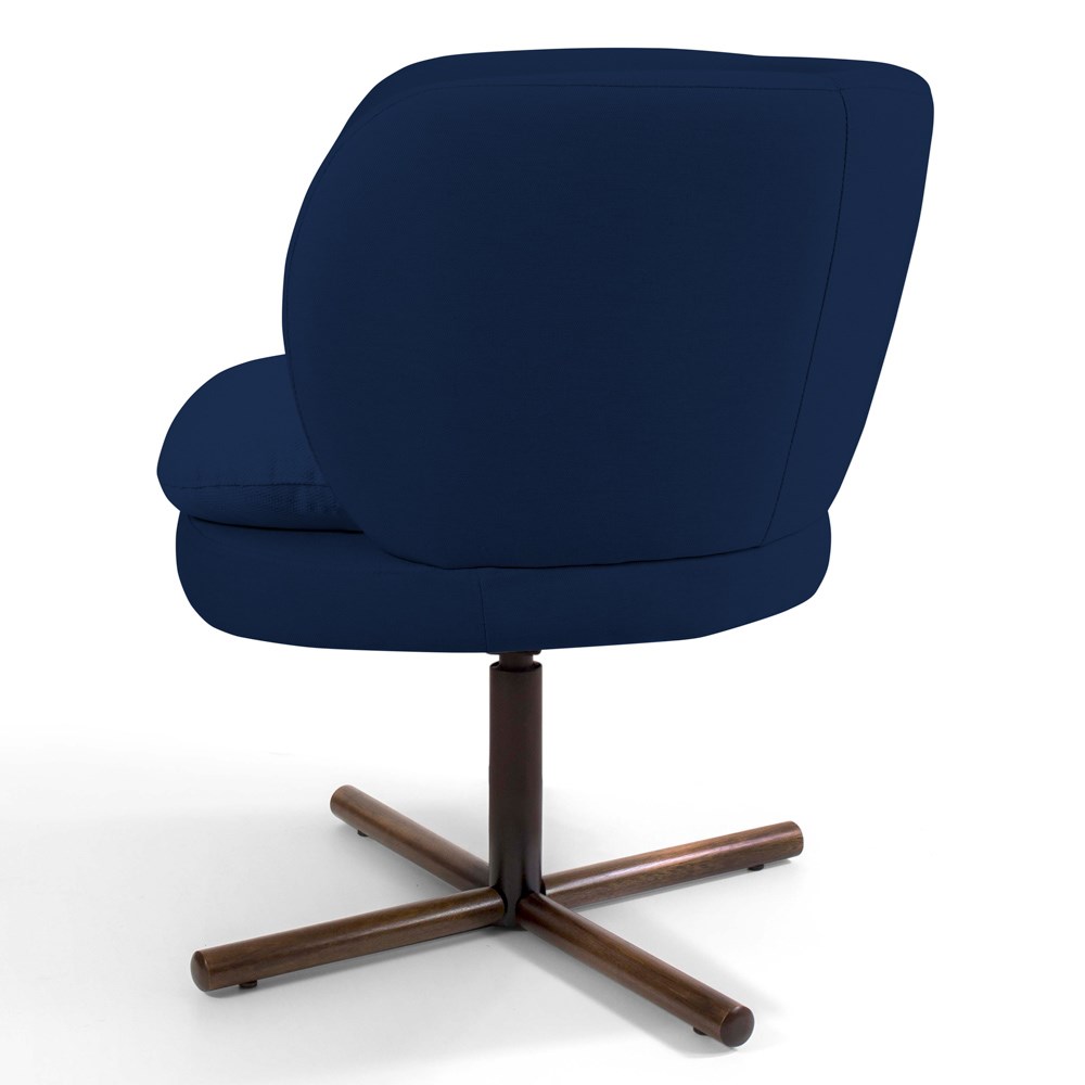 Kit 02 Poltronas Decorativas Melissa Base Xis Giratória B-304 Veludo Azul Marinho - Domi