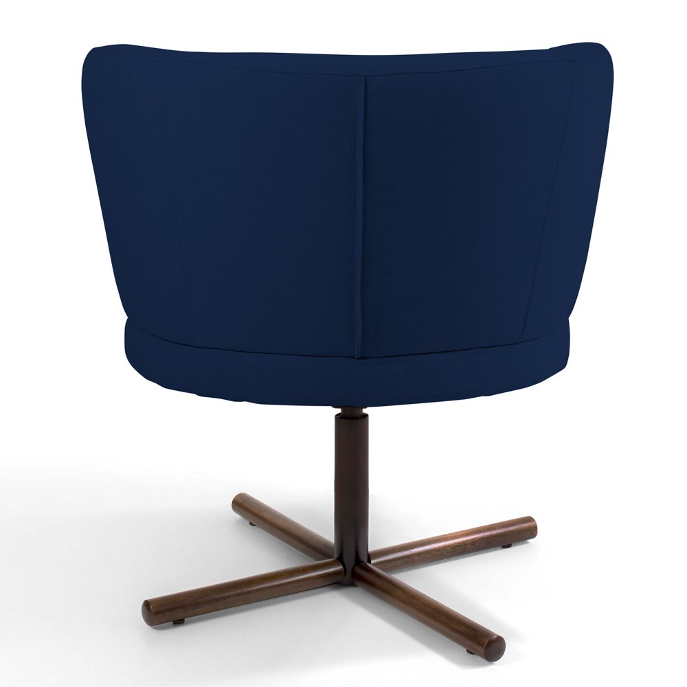 Kit 02 Poltronas Decorativas Melissa Base Xis Giratória B-304 Veludo Azul Marinho - Domi