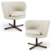 Kit 02 Poltronas Decorativas Melissa Base Xis Giratória B-309 Veludo Bege - Domi
