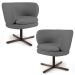 Kit 02 Poltronas Decorativas Melissa Base Xis Giratória B-317 Veludo Cinza - Domi