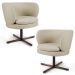 Kit 02 Poltronas Decorativas Melissa Base Xis Giratória C-107 Linho Bege - Domi