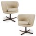 Kit 02 Poltronas Decorativas Melissa Base Xis Giratória C-129 Linho Bege Escuro - Domi