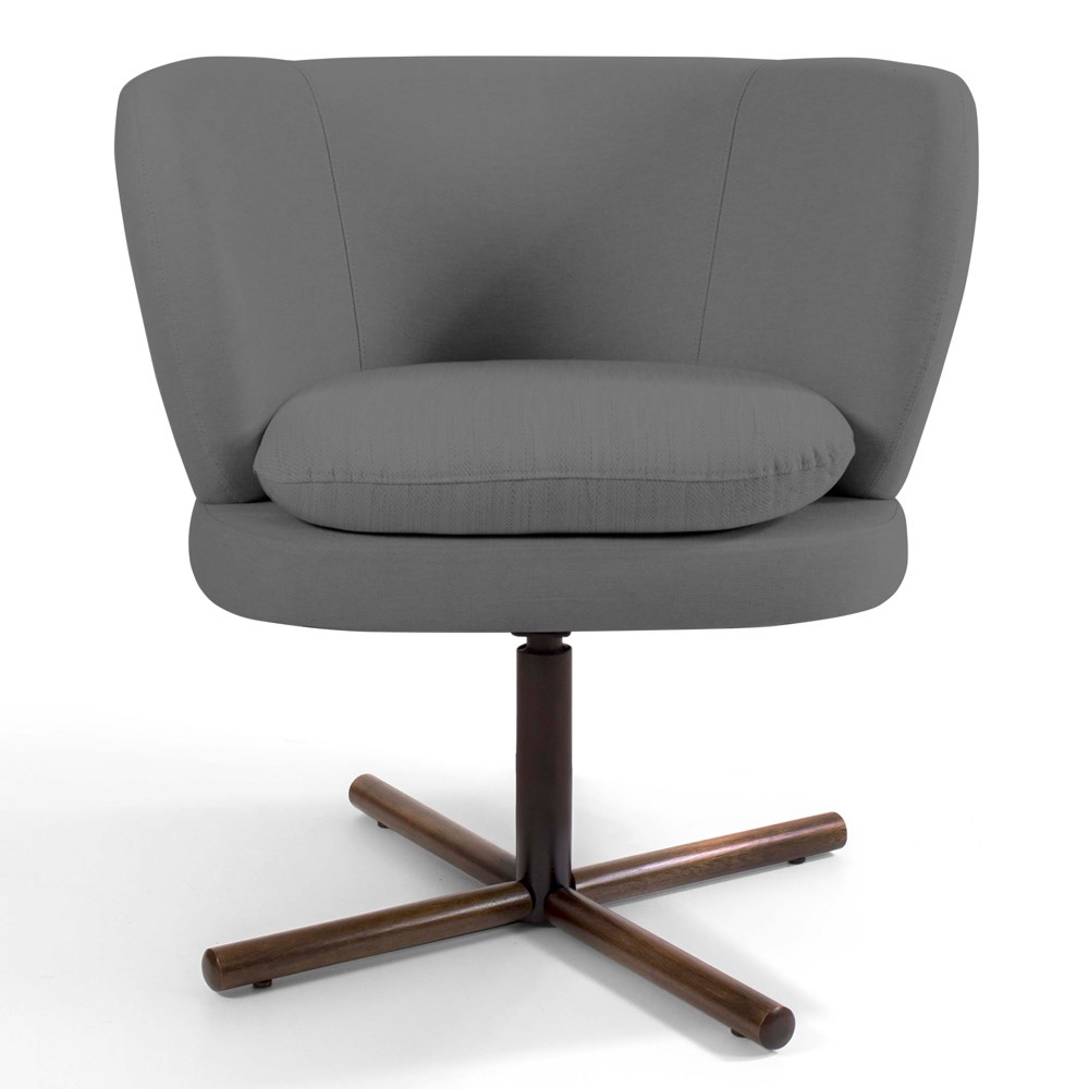 Kit 02 Poltronas Decorativas Melissa Base Xis Giratória C-416 Linho Cinza Escuro - Domi
