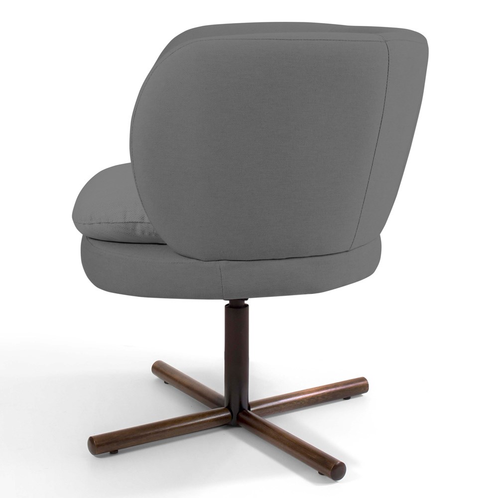 Kit 02 Poltronas Decorativas Melissa Base Xis Giratória C-416 Linho Cinza Escuro - Domi