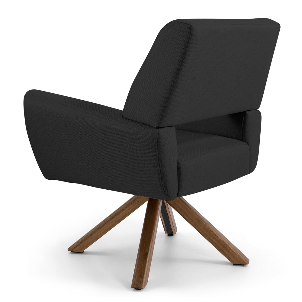 Kit 02 Poltronas Decorativas Melli Base Giromad Giratória C-465 Linho Chumbo - Domi