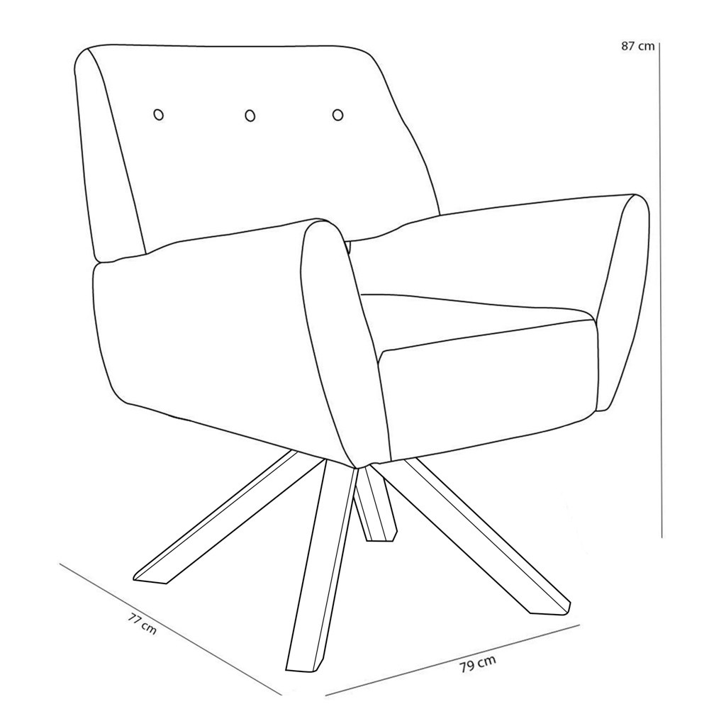 Kit 02 Poltronas Decorativas Melli Base Giromad Giratória C-465 Linho Chumbo - Domi