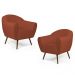 Kit 02 Poltronas Decorativas Nina Pés Palito Madeira B-262 Veludo Telha - Domi