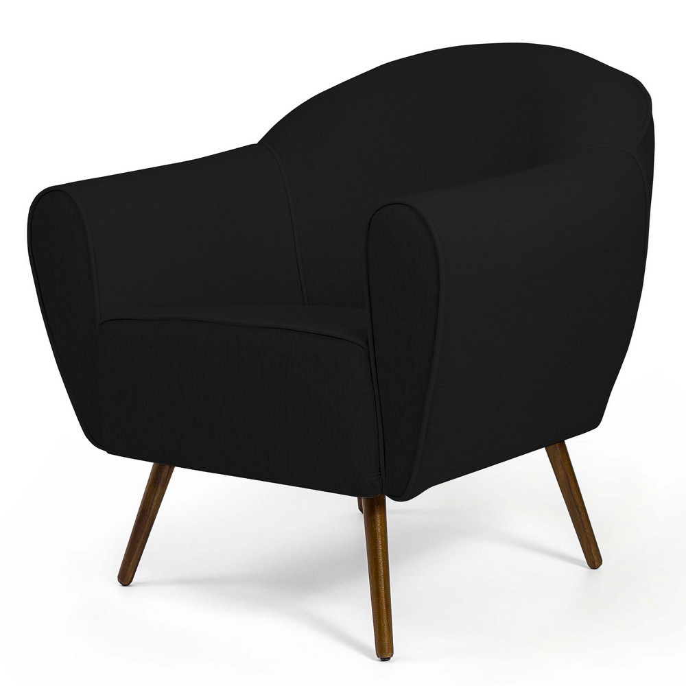 Kit 02 Poltronas Decorativas Nina Pés Palito Madeira B-300 Veludo Preto - Domi