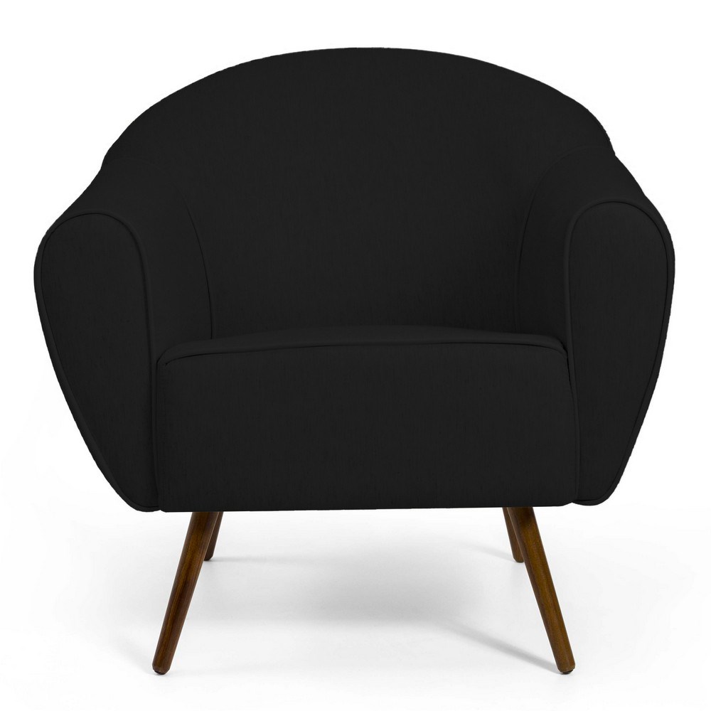 Kit 02 Poltronas Decorativas Nina Pés Palito Madeira B-300 Veludo Preto - Domi