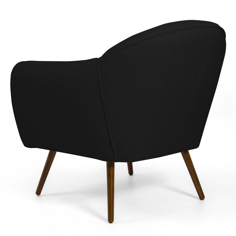 Kit 02 Poltronas Decorativas Nina Pés Palito Madeira B-300 Veludo Preto - Domi