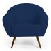Kit 02 Poltronas Decorativas Nina Pés Palito Madeira B-304 Veludo Azul Marinho - Domi