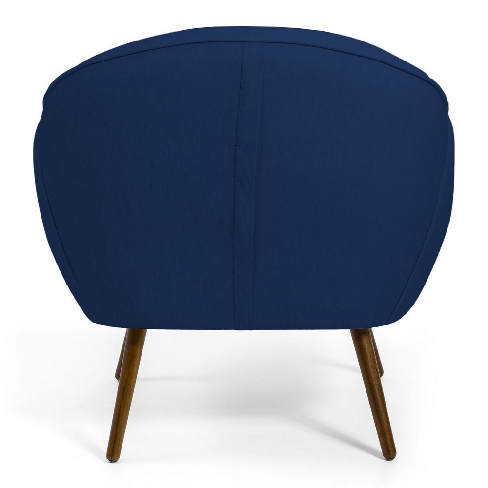 Kit 02 Poltronas Decorativas Nina Pés Palito Madeira B-304 Veludo Azul Marinho - Domi