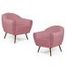 Kit 02 Poltronas Decorativas Nina Pés Palito Madeira C-105 Linho Rosê - Domi