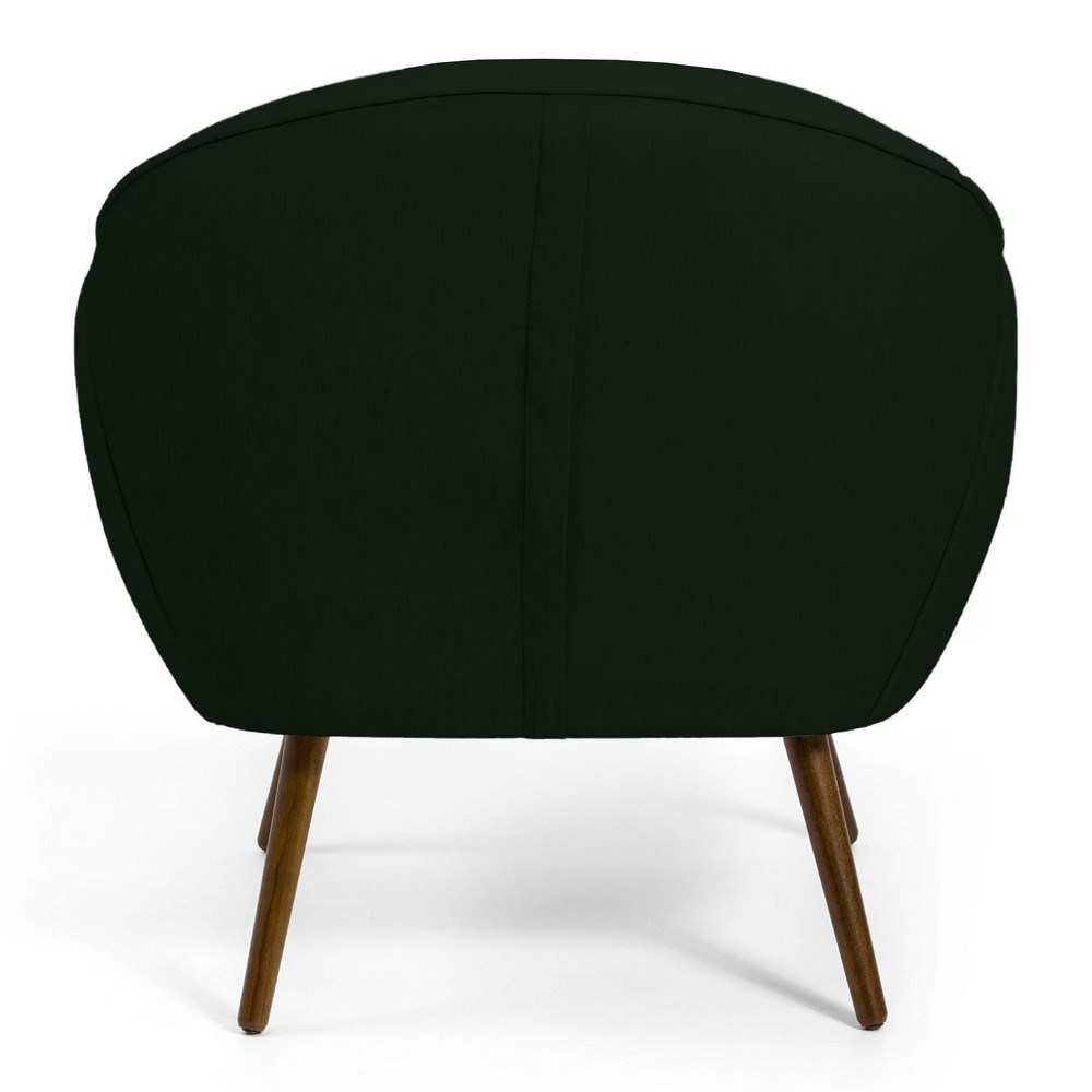 Kit 02 Poltronas Decorativas Nina Pés Palito Madeira C-117 Linho Verde Musgo - Domi
