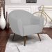 Kit 02 Poltronas Decorativas Nina Pés Palito Madeira C-315 Linho Cinza Claro - Domi