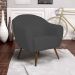Kit 02 Poltronas Decorativas Nina Pés Palito Madeira C-416 Linho Cinza Escuro - Domi