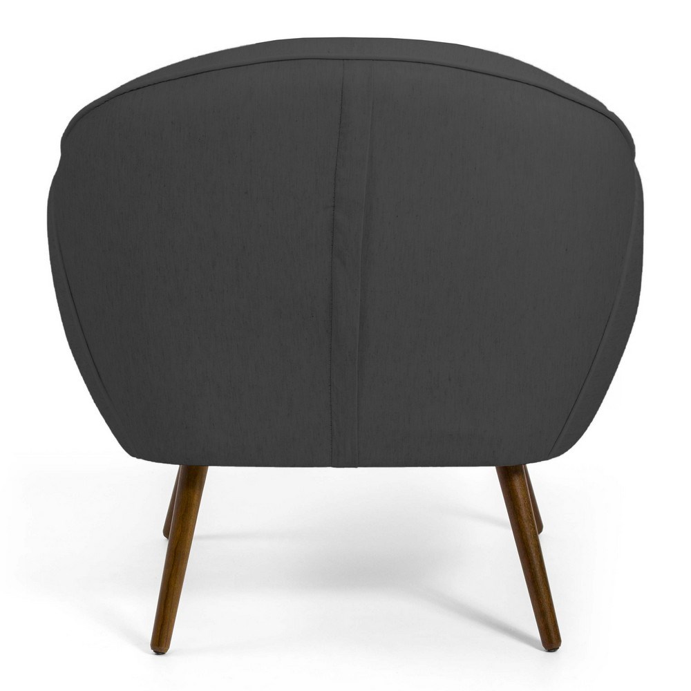 Kit 02 Poltronas Decorativas Nina Pés Palito Madeira C-416 Linho Cinza Escuro - Domi