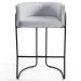 Kit 2 Banquetas Decorativas Base Aço Preto Betina  C-315 Linho Cinza Gelo - Domi