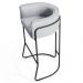 Kit 2 Banquetas Decorativas Base Aço Preto Betina  C-315 Linho Cinza Gelo - Domi