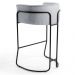 Kit 2 Banquetas Decorativas Base Aço Preto Betina  C-315 Linho Cinza Gelo - Domi