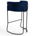Kit 2 Banquetas Decorativas Base Aço Preto Betina B-304 Veludo Azul Marinho - Domi