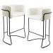 Kit 2 Banquetas Decorativas Base Aço Preto Betina B-309 Veludo Bege Fosco - Domi