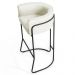 Kit 2 Banquetas Decorativas Base Aço Preto Betina B-309 Veludo Bege Fosco - Domi