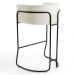 Kit 2 Banquetas Decorativas Base Aço Preto Betina B-309 Veludo Bege Fosco - Domi