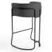 Kit 2 Banquetas Decorativas Base Aço Preto Betina C-03 Corano Cinza - Domi