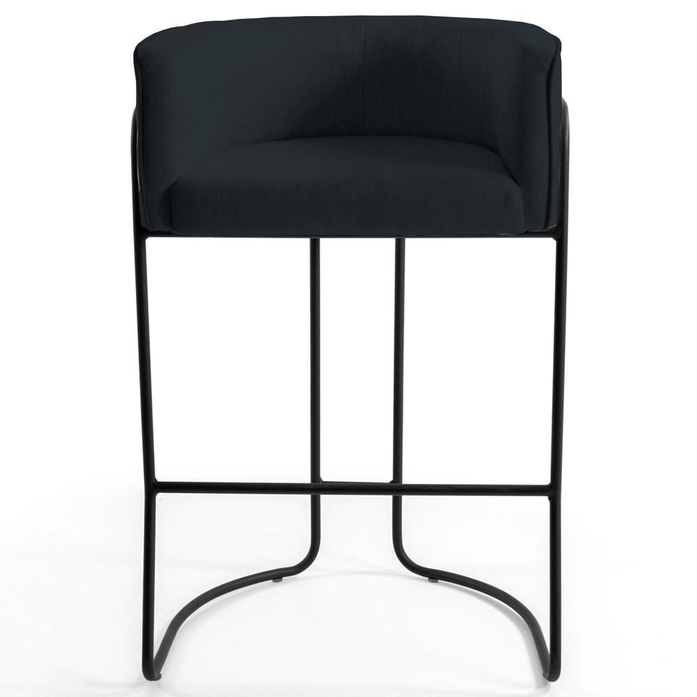 Kit 2 Banquetas Decorativas Base Aço Preto Betina C-05 Corano Black - Domi
