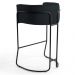 Kit 2 Banquetas Decorativas Base Aço Preto Betina C-05 Corano Black - Domi