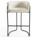 Kit 2 Banquetas Decorativas Base Aço Preto Betina C-107 Linho Creme - Domi