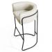 Kit 2 Banquetas Decorativas Base Aço Preto Betina C-107 Linho Creme - Domi