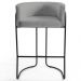 Kit 2 Banquetas Decorativas Base Aço Preto Betina C-416 Linho Cinza Escuro - Domi