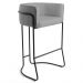 Kit 2 Banquetas Decorativas Base Aço Preto Betina C-416 Linho Cinza Escuro - Domi