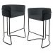 Kit 2 Banquetas Decorativas Base Aço Preto Betina C-465 Linho Chumbo - Domi