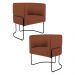 Kit 2 Poltronas Decorativas Base Aço Betina B-355 Linho Laranja - Domi
