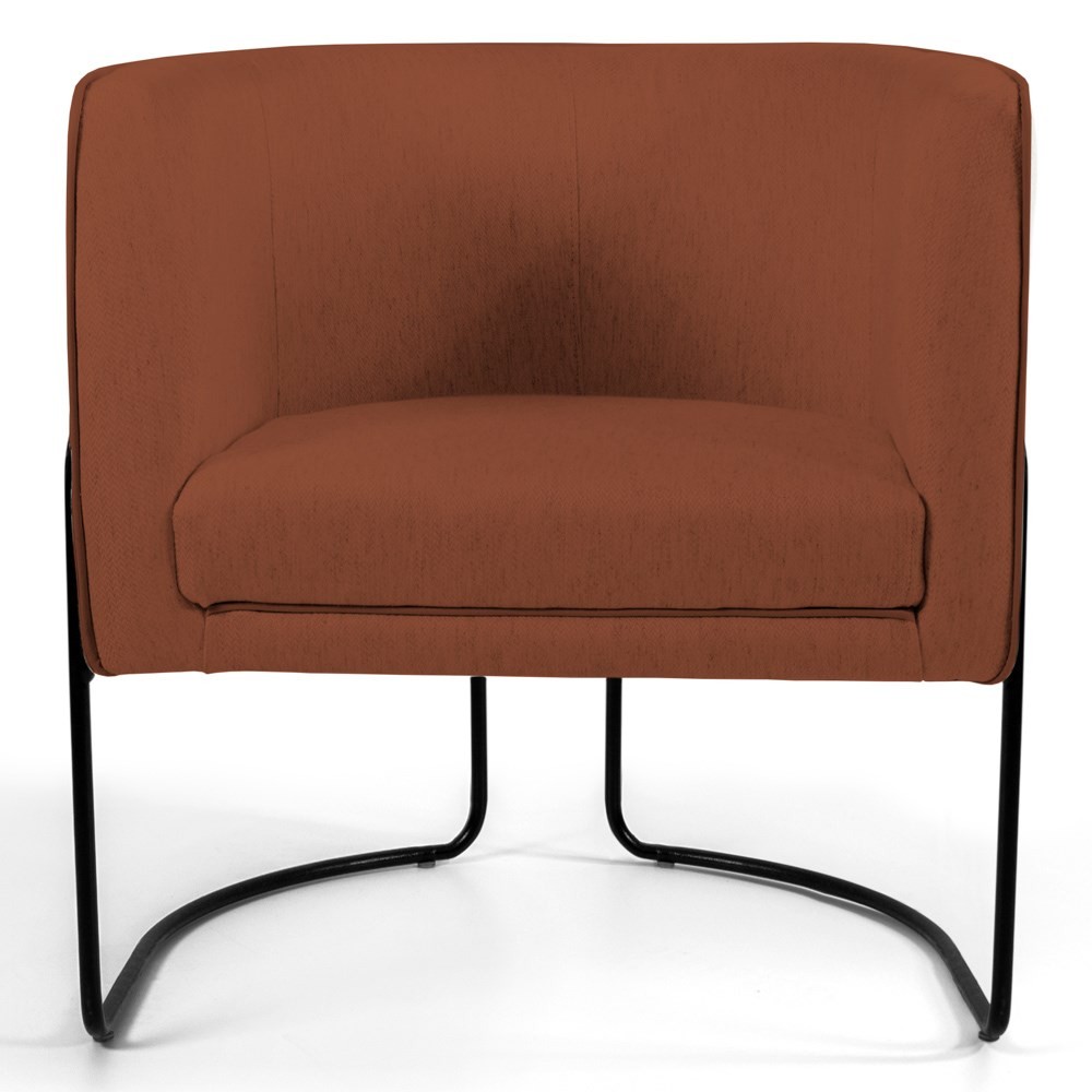 Kit 2 Poltronas Decorativas Base Aço Betina B-355 Linho Laranja - Domi