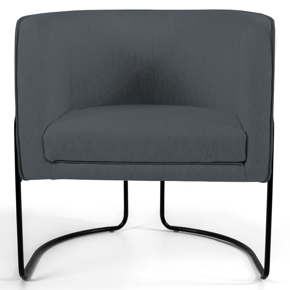 Kit 2 Poltronas Decorativas Base Aço Betina C-03 Sintético Cinza - Domi