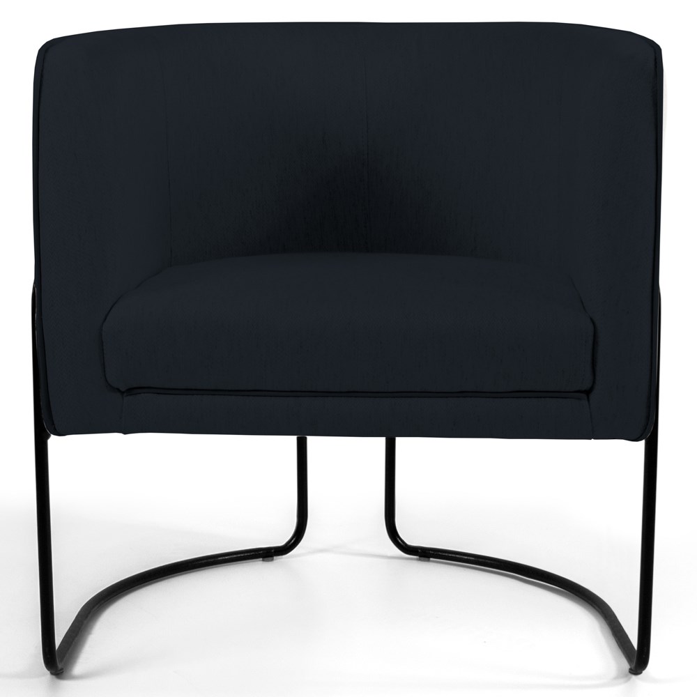 Kit 2 Poltronas Decorativas Base Aço Betina C-05 Sintético Preto - Domi