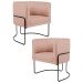 Kit 2 Poltronas Decorativas Base Aço Betina C-105 Linho Rosê - Domi