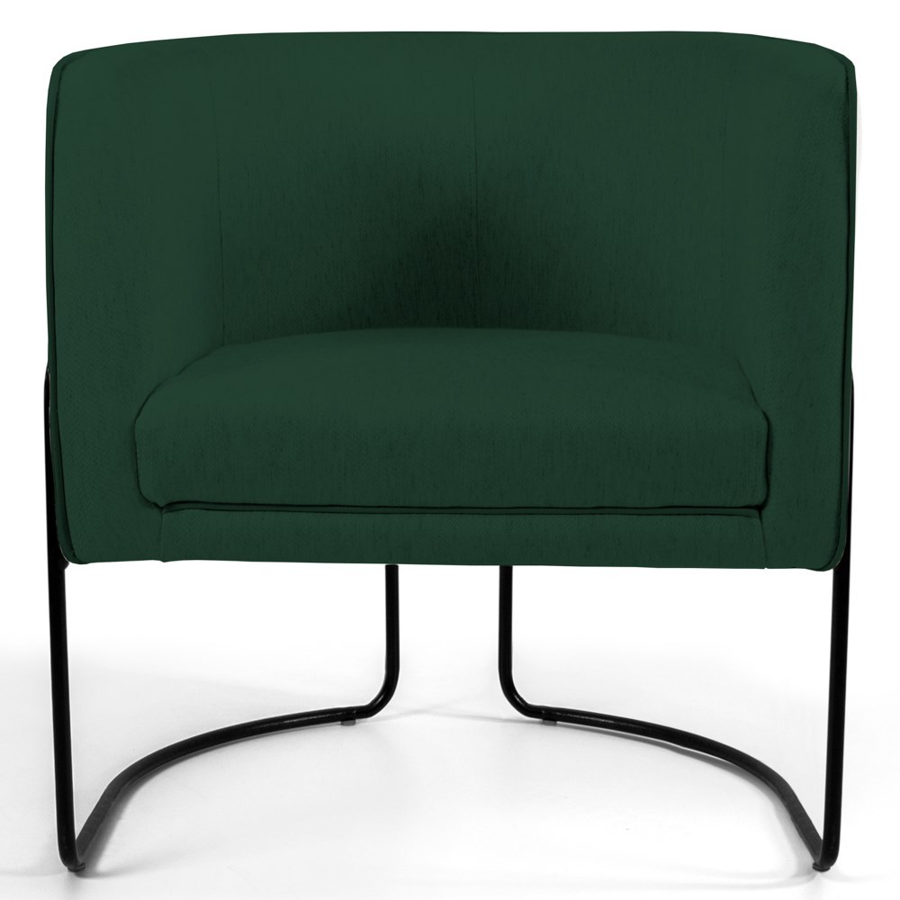 Kit 2 Poltronas Decorativas Base Aço Betina C-117 Linho Verde Musgo - Domi