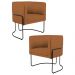Kit 2 Poltronas Decorativas Base Aço Betina C-262 Veludo Telha - Domi