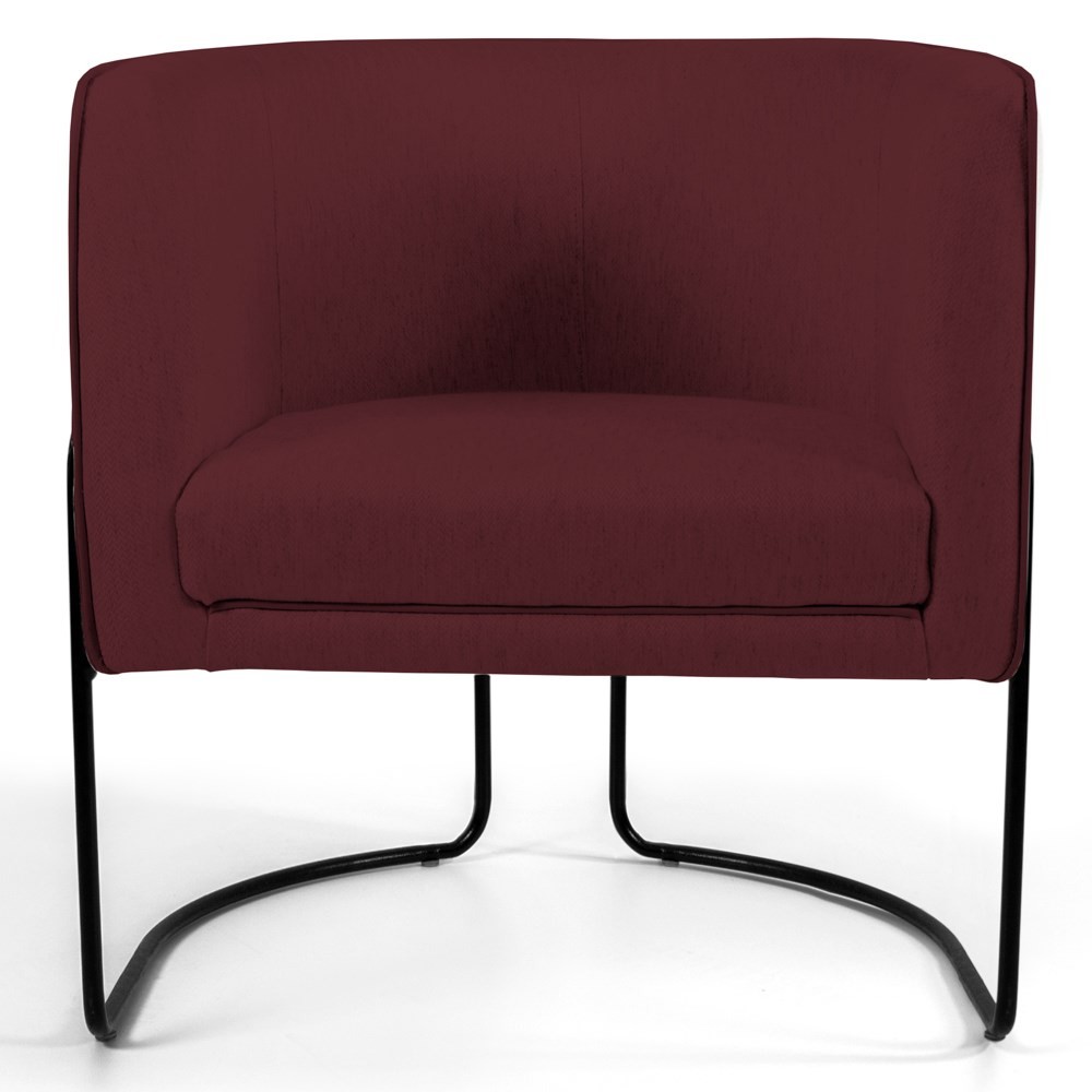 Kit 2 Poltronas Decorativas Base Aço Betina C-278 Veludo Marsala - Domi