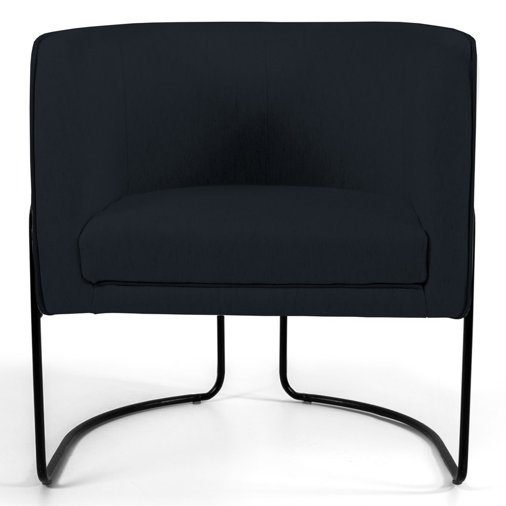 Kit 2 Poltronas Decorativas Base Aço Betina C-300 Veludo Preto - Domi