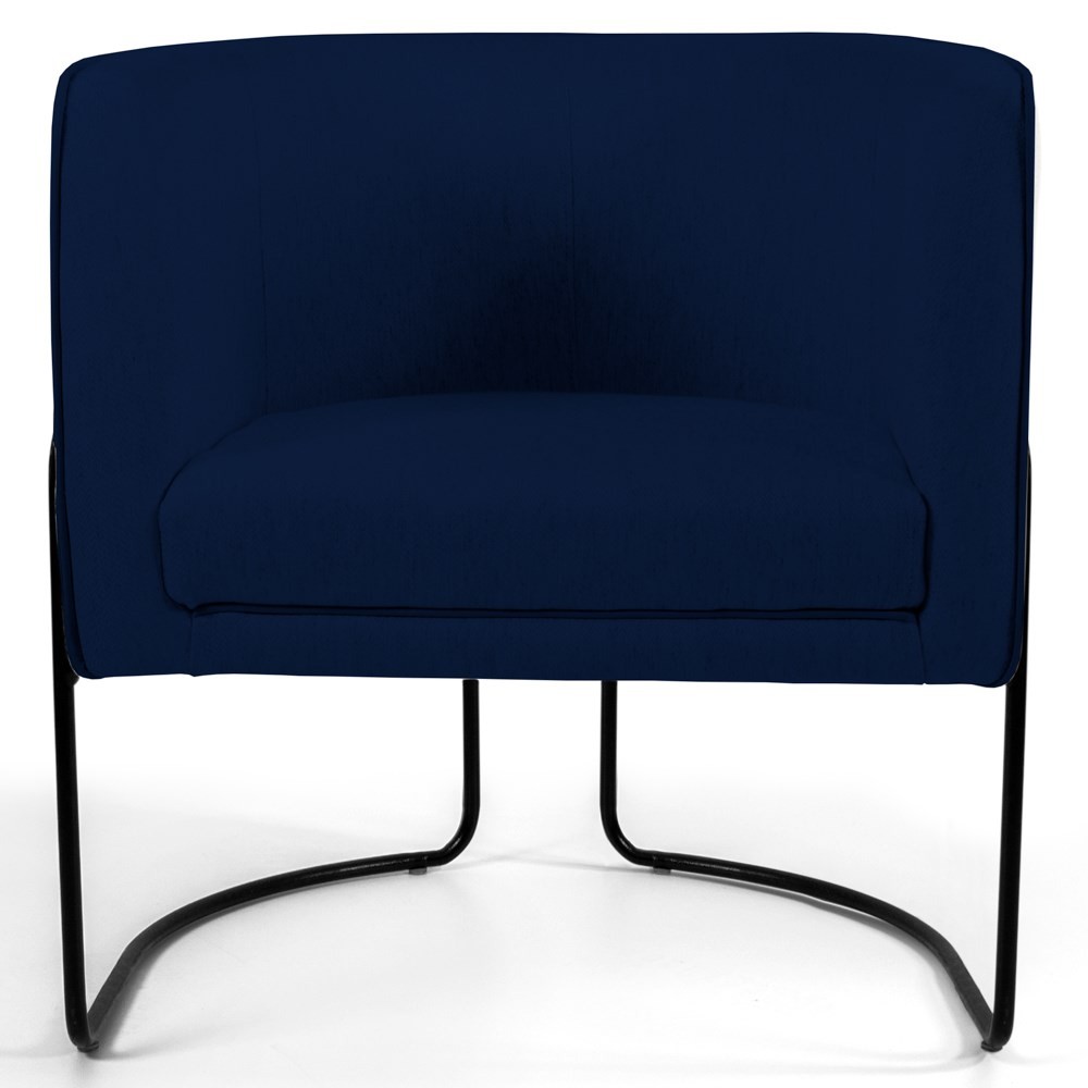 Kit 2 Poltronas Decorativas Base Aço Betina C-304 Veludo Azul Marinho - Domi