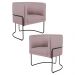 Kit 2 Poltronas Decorativas Base Aço Betina C-305 Veludo Rosê - Domi